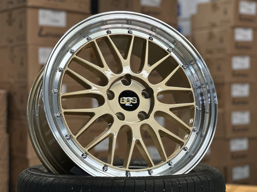 BBS LM Forged Wheels – Gold / Brushed Gold Face + Polish Lip (Set of 4)