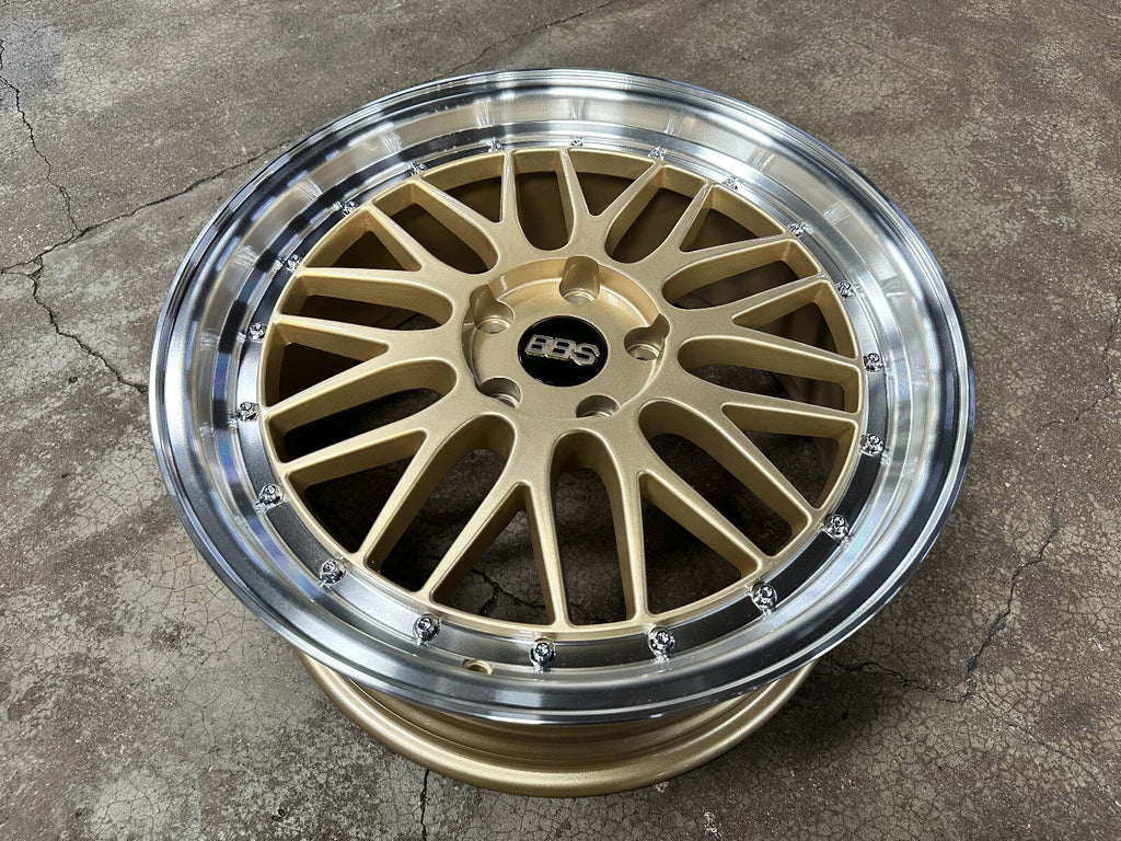 BBS LM Forged Wheels – Gold / Gold Face + Polish Lip (Set of 4)