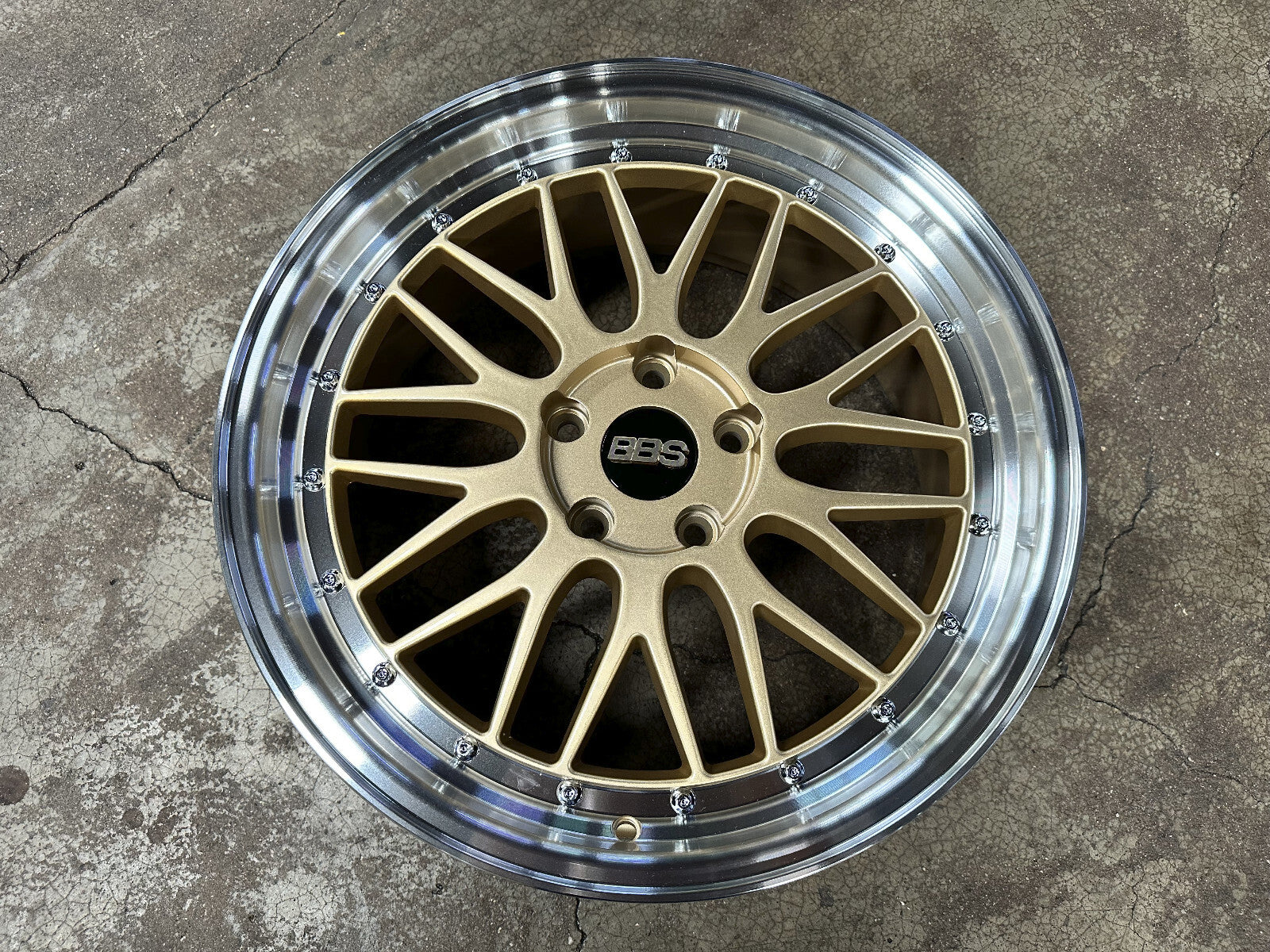 BBS LM Forged Wheels – Gold / Brushed Gold Face + Polish Lip (Set of 4)