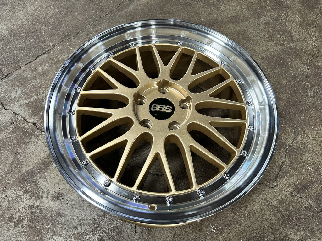 BBS LM Forged Wheel – Gold / Brushed Gold Face + Polish Lip (Single)