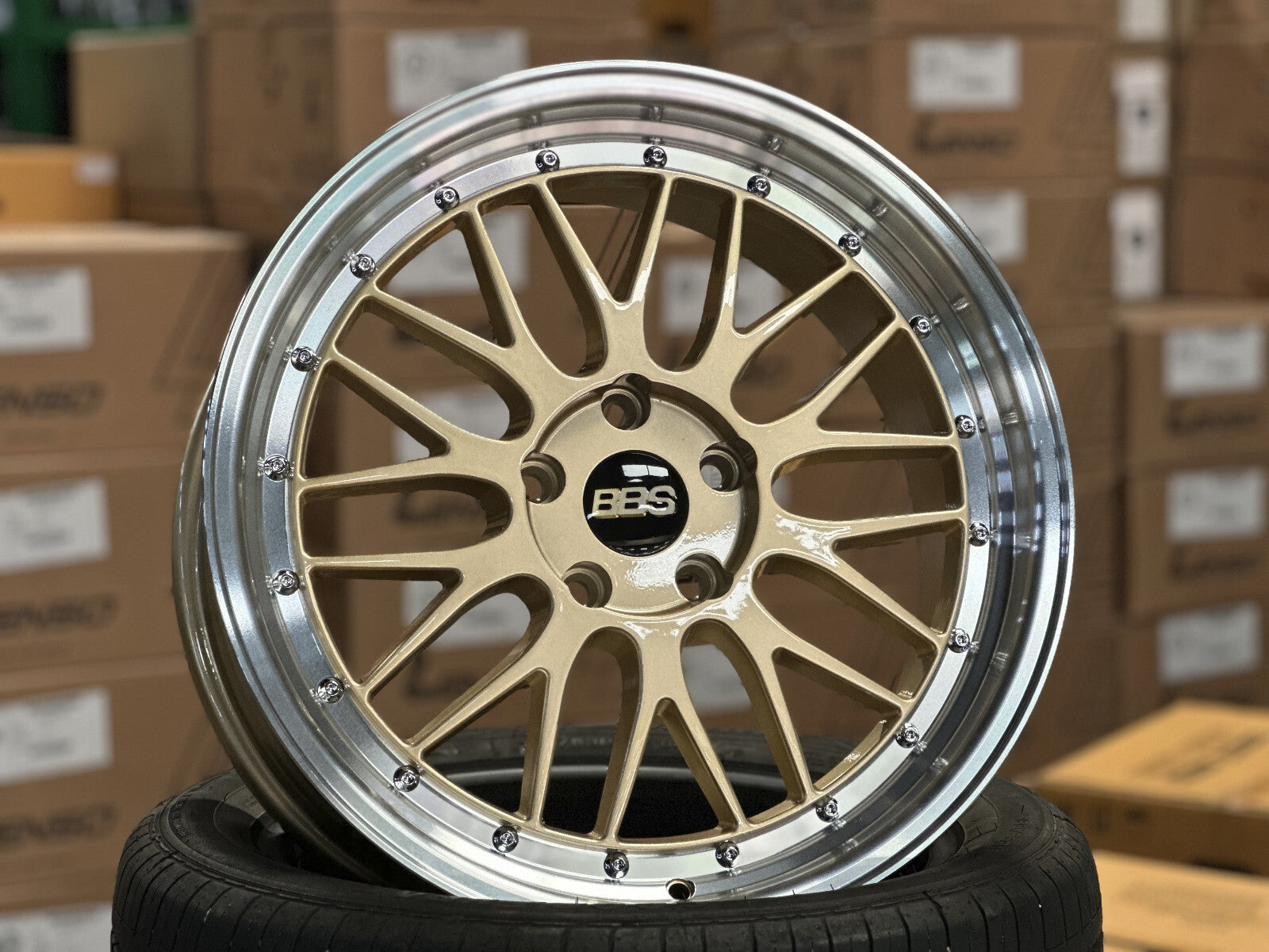 BBS LM Forged Wheels – Gold / Brushed Gold Face + Polish Lip (Set of 4)