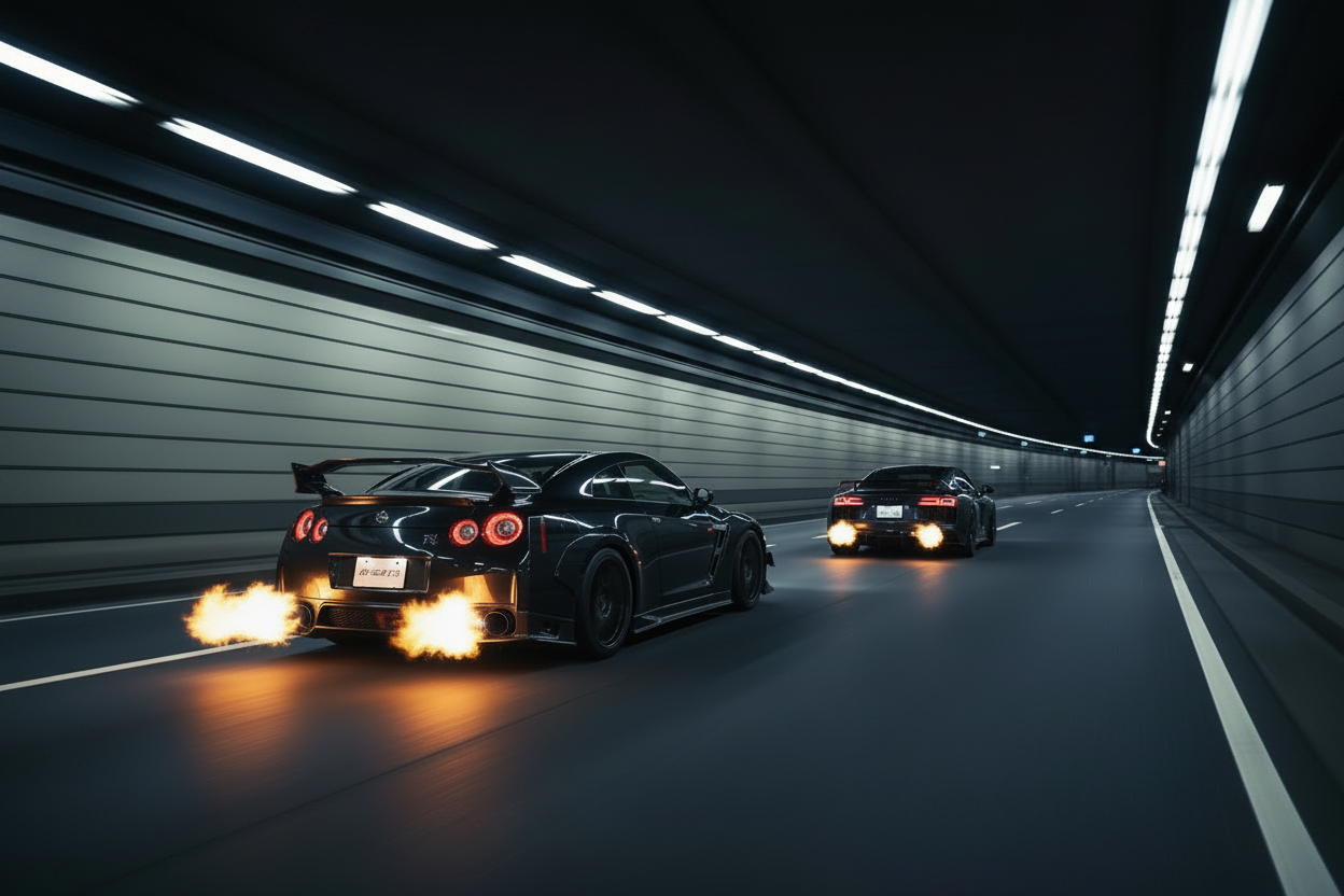 GT-R & Audi R8 – R8 More Visible